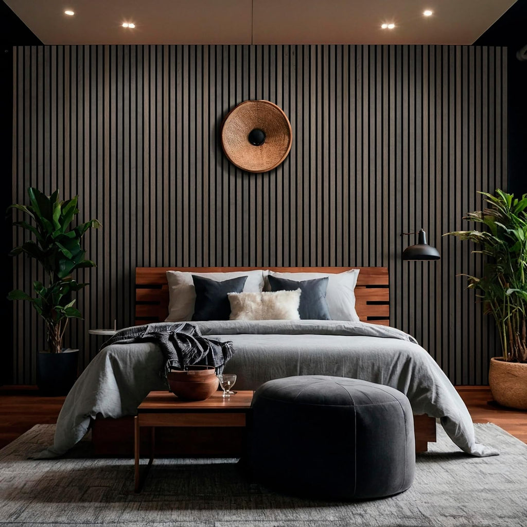 MSI Acoustic Wood Slat Wall Panels for Interior Decor, 3D Fluted Sound Absorbing Wood Paneling for Accent Wall Ceiling Kitchen Living Room Bedroom, Eco-Friendly MDF - 9.5 in. x 94.5 in. - Umber