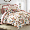 Levtex Home - Clementine Comforter Set - Twin Comforter (68x88in) and 1 Standard Sham (20x26in) - Bohemian Floral Vine Design - Multicolor - Reversible - Cotton
