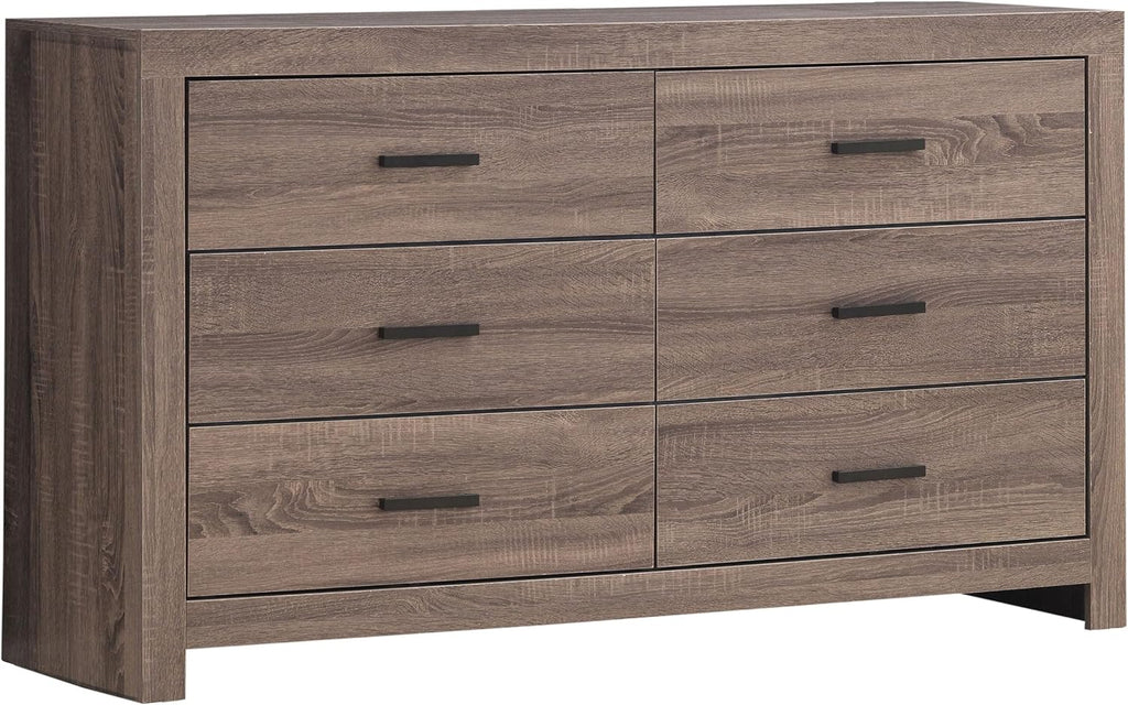 Coaster Home Furnishings Brantford Farmhouse 4-Piece Bedroom Set Queen Size Panel Bed Frame 52-inch Headboard Barrel Oak 207041Q-S4