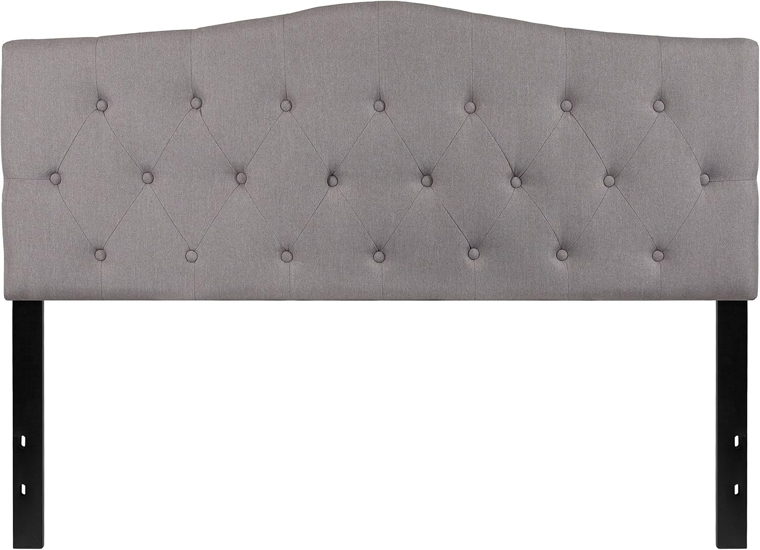 EMMA + OLIVER Arched Button Tufted Queen Size Headboard in Light Gray Fabric
