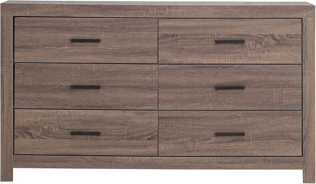 Coaster Home Furnishings Brantford Farmhouse 4-Piece Bedroom Set Queen Size Panel Bed Frame 52-inch Headboard Barrel Oak 207041Q-S4