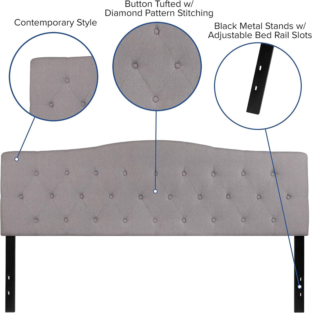 Flash Furniture Cambridge Tufted Upholstered King Size Headboard in Light Gray Fabric