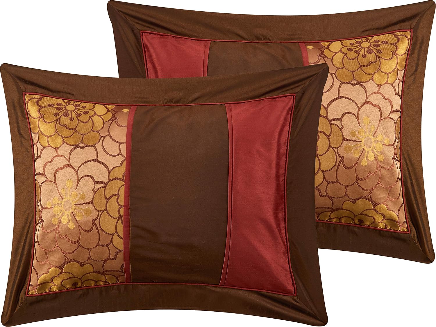 Stratford Park Red/Brown Comforter Sets King Size, 7 Piece, Home Decor, Premium Lightweight Microfiber, All Season Bedding Set, Matching Bedskirt, Pillows & Shams