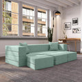Jaxx Zipline Convertible Sleeper Sofa & Three Ottomans/California King-Size Bed, Textured Microvelvet - Caribbean