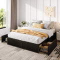 SHA CERLIN Full Platform Bed Frame with 2 Large Storage Drawers - Heavy Duty Metal & Rustic Wood, Noise-Free, No Box Spring Needed, Black