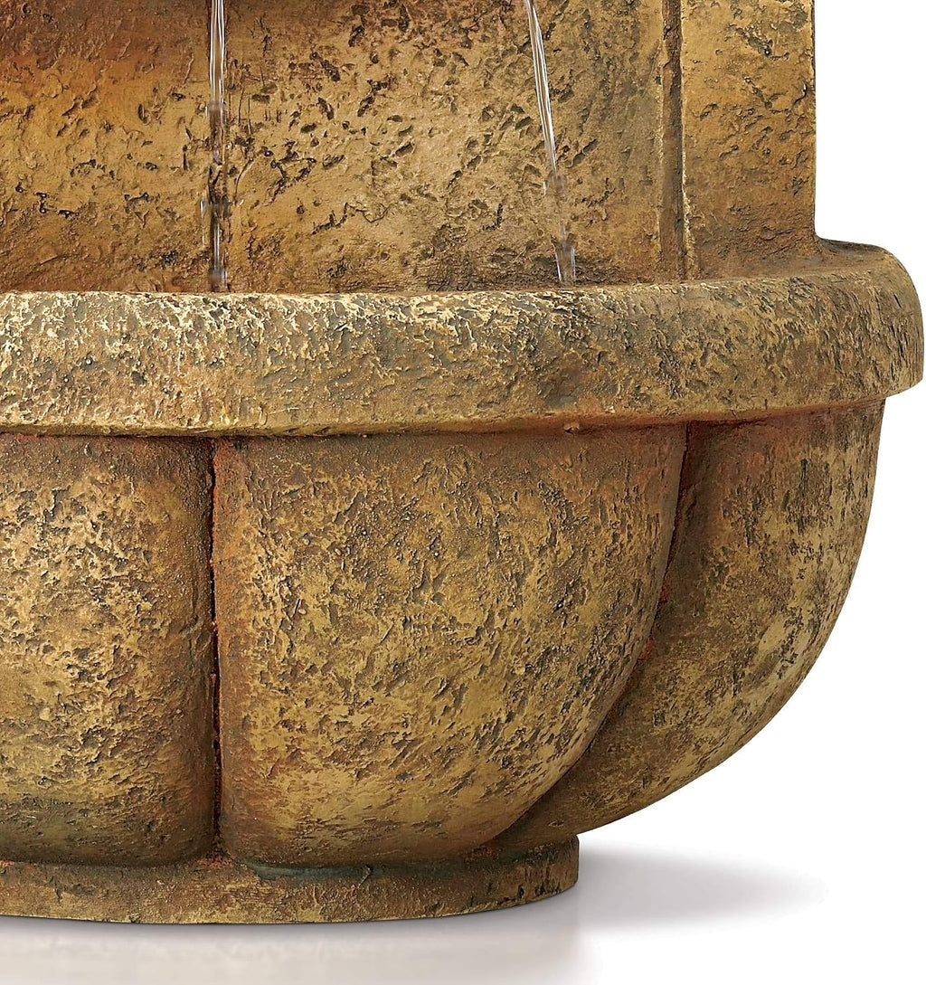 Royal Lion Head 29 1/2' High Large Italian Indoor Outdoor Decor Faux Stone Wall Fountain with Light LED Statue Waterfall Tiered Water Feature for Outside Garden Patio Yard Backyard - John Timberland