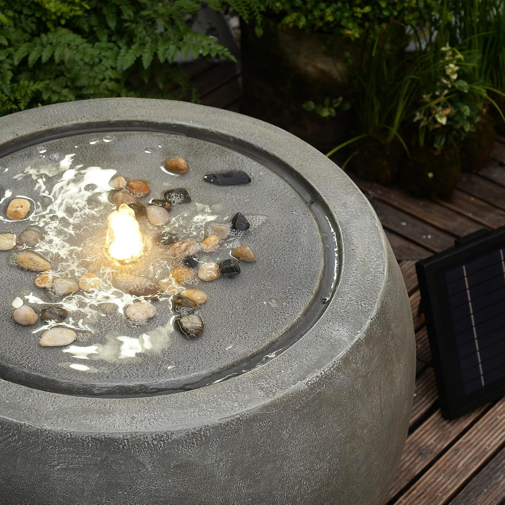 Tankana Solar Water Fountain Outdoor Garden Bubbler Large Water Feature Outdoor Fountains Solar Powered with Pebbles for Patio Deck Yard Home Decor Gray, 25 'L X 25' W X 17.5' H