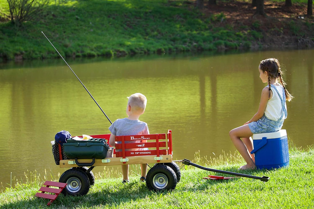 Berlin Flyer Sport Wagon - Model F410 - Perfect Wagon for Around the Neighborhood, Campground, or Beach - Amish Made in Ohio, USA - 10' No-Flat Tires (Red)