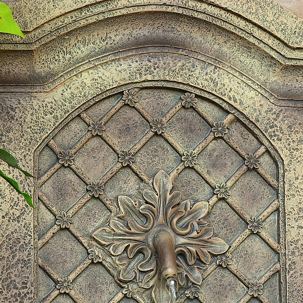 Sunnydaze Rosette 31' Outdoor Wall Water Fountain with Pump - Florentine Stone - Electric