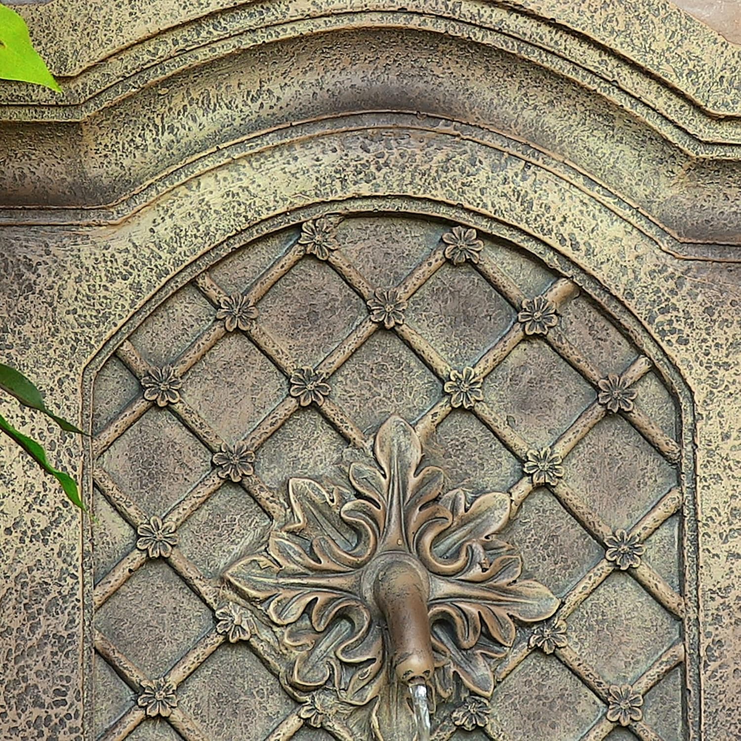 Sunnydaze Rosette 31' Outdoor Wall Water Fountain with Pump - Florentine Stone - Electric
