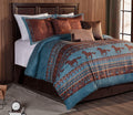 Chezmoi Collection Sedona 7-Piece Southwestern Wild Horses Microsuede Bedding Comforter Set, Queen, Turquoise Blue