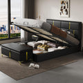 JIVOIT Elegant Design 2-Pieces Bedroom Sets, Queen Size Upholstered Platform Bed with Hydraulic Storage System, Upholstered Storage Ottoman with Metal Legs, Space Saving Design (Black,Sets,5)