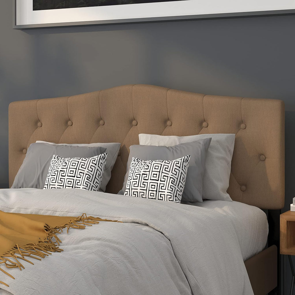 Flash Furniture Cambridge Tufted Upholstered Queen Size Headboard in Dark Brown Fabric