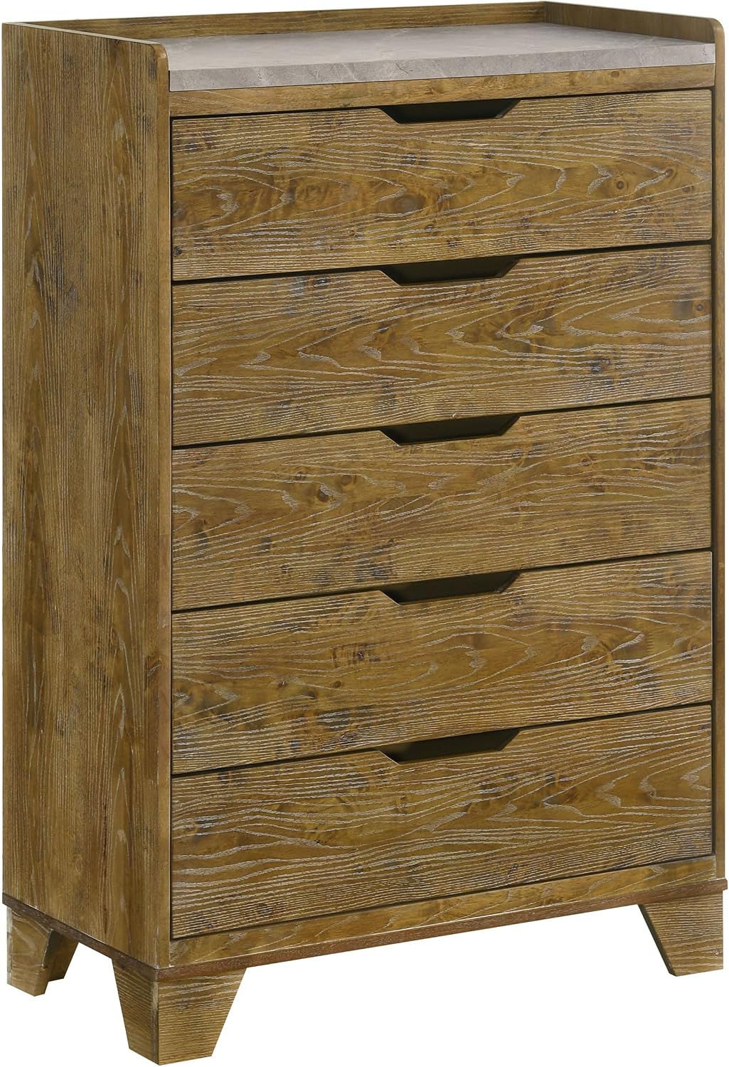 Coaster Home Furnishings - Henderson - Wood - 5-Piece Bedroom Set with Bookcase Headboard, USB Charging and Rustic Style - Bedroom - Eastern King Size - Medium Oak - 222971KE-S5