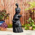 Glitzhome 5 Tier Modern Women Sculpture Outdoor Water Fountain, Indoor Outdoor Woman Statue Waterfall Fountain with LED Lights for Porch Deck Garden Patio Backyard, 39.75' H