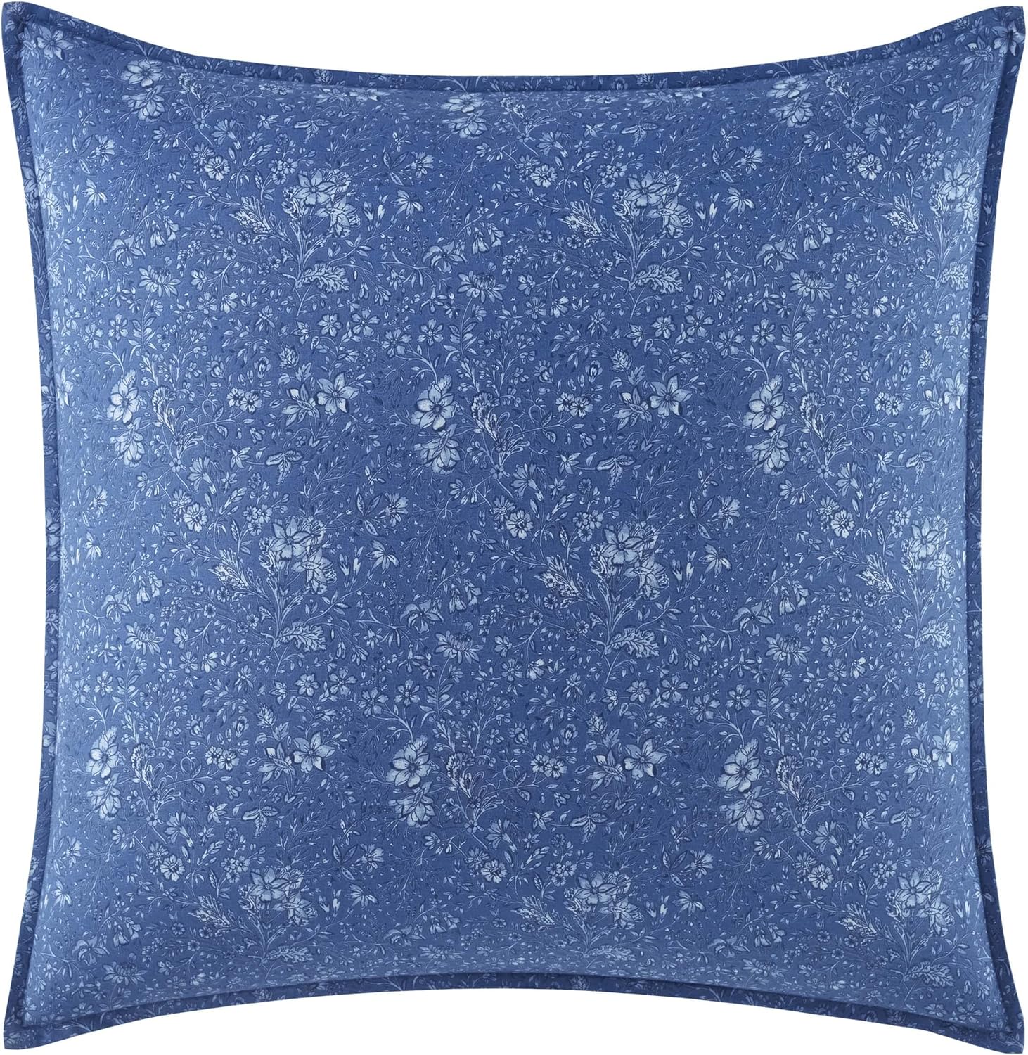 Laura Ashley – Queen Comforter Set, Reversible Floral Bedding with Matching Shams & Bonus Decorative Pillows, Medium Weight, 7-Piece, College Dorm Room Essentials (Elise Blue)