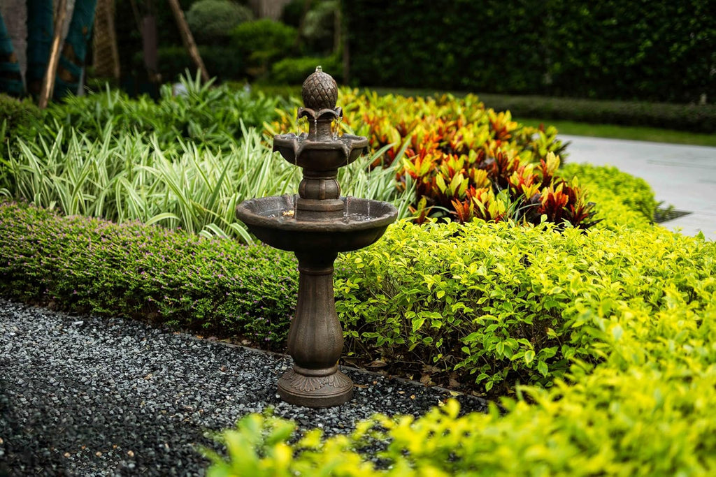 3 Tiered Water Fountains Outdoor –42.2'' Tall, Like Stone Bird Bath for Outside, Elegant Waterfall Feature for Garden, Yard, Patio (Bronze Color)