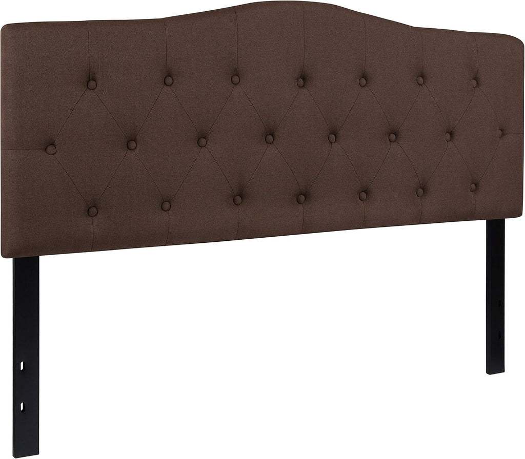 Flash Furniture Cambridge Tufted Upholstered Queen Size Headboard in Dark Brown Fabric