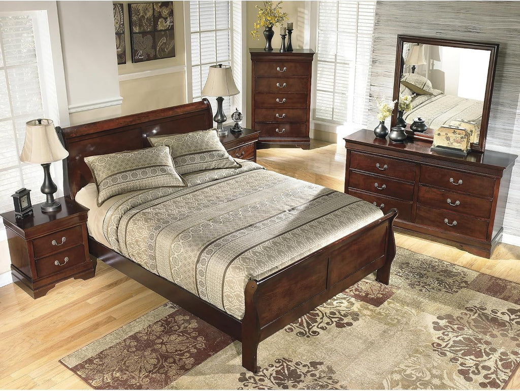 Signature Design by Ashley Alisdair Traditional California King Sleigh Bed, Foundation or Box Spring Needed, Dark Brown