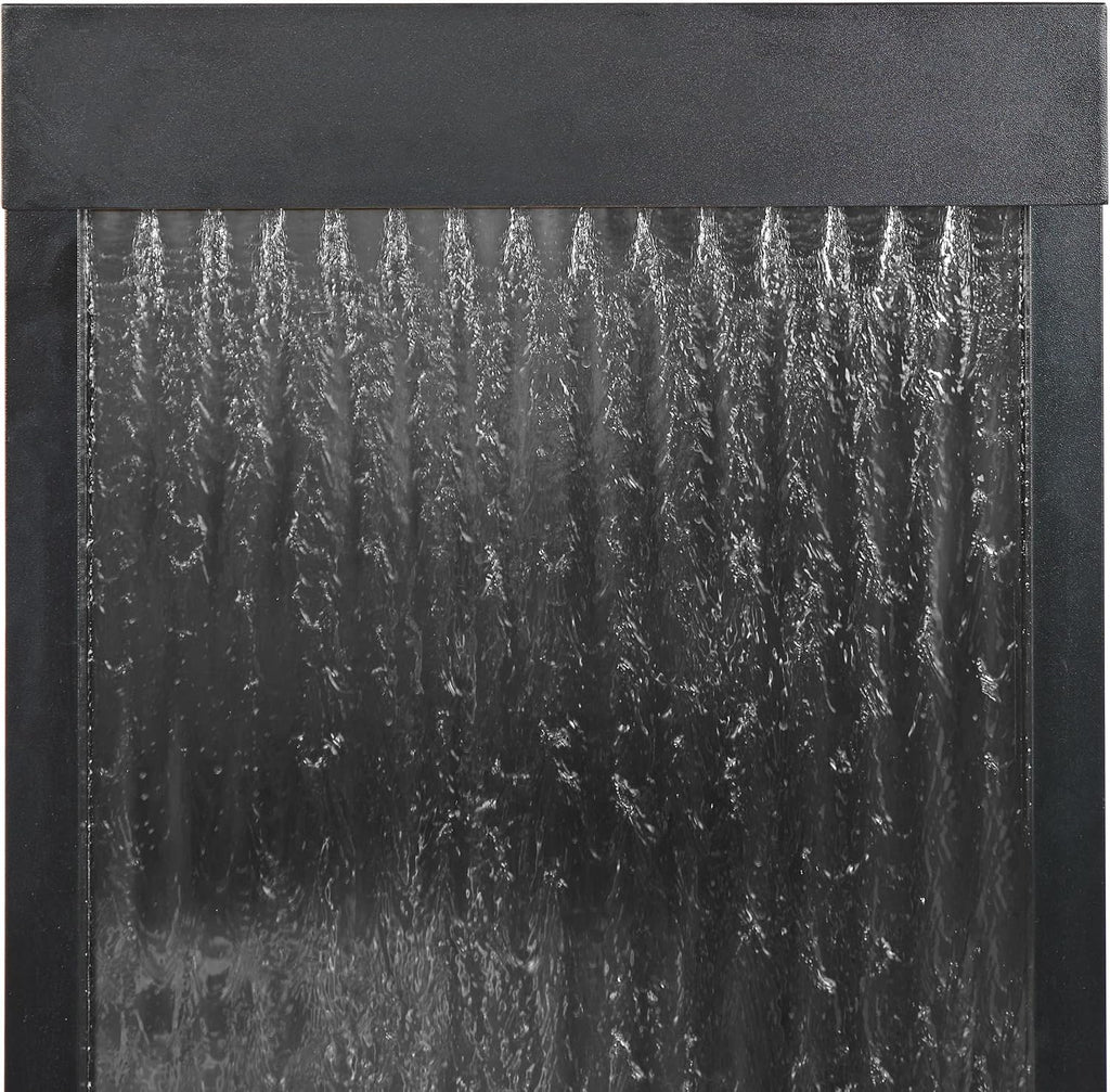 Alpine Corporation - Mirror Waterfall Fountain with Stones & Lights - Zen Indoor/Outdoor Decor for Office, Living Room, Patio, Entryway - 48 Inches (Silver)