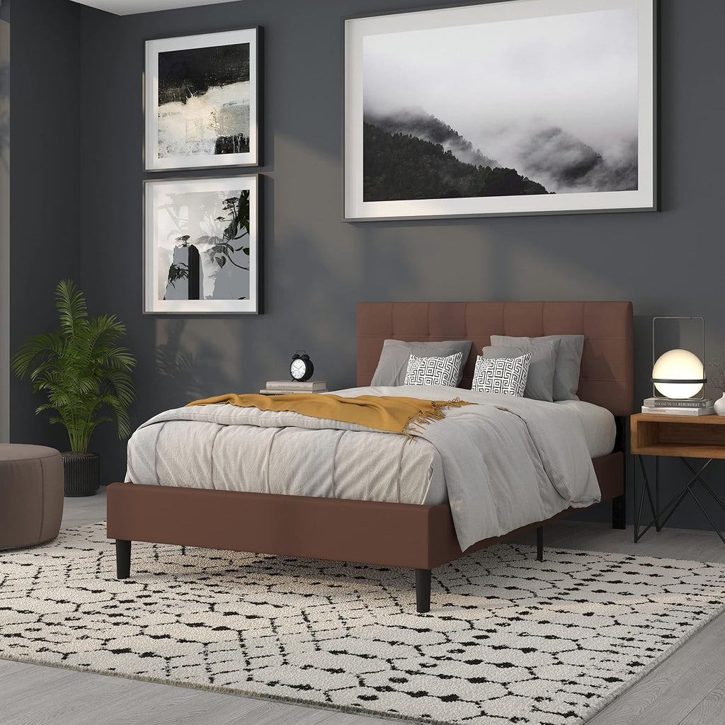 Flash Furniture Bedford Tufted Upholstered Full Size Headboard in Dark Brown Fabric