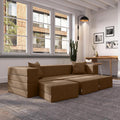 Jaxx Zipline Convertible Sleeper Sofa & Three Ottomans/California King-Size Bed, Textured Microvelvet - Toffee