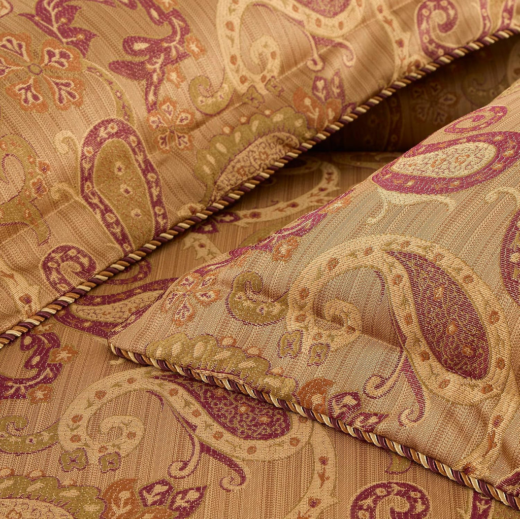 Chezmoi Collection Adelle 7-Piece Paisley Jacquard Embroidered Comforter Bedding Set, Oversized King Size