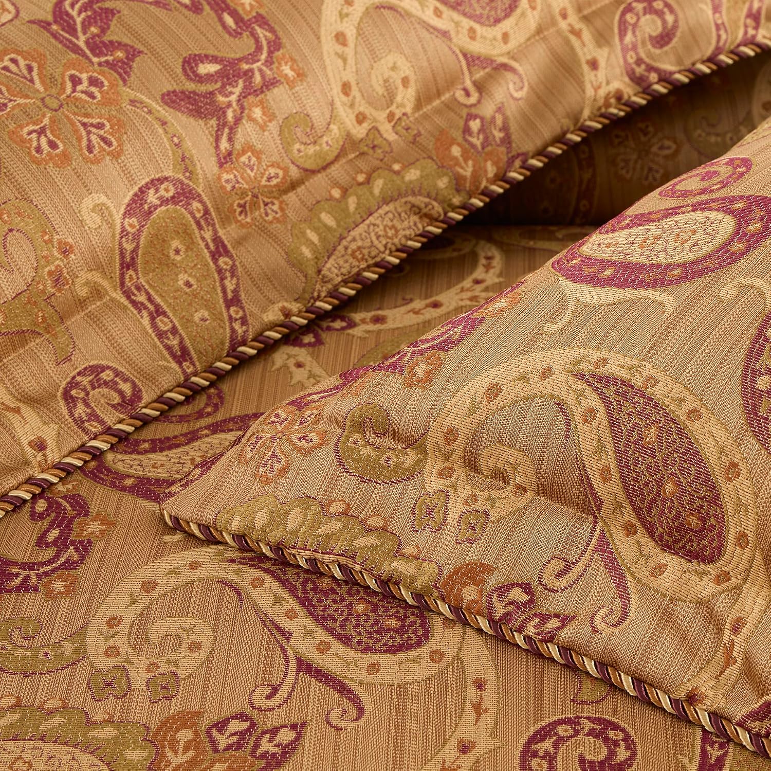 Chezmoi Collection Adelle 7-Piece Paisley Jacquard Embroidered Comforter Bedding Set, Oversized King Size