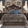Loom and Mill 9-Piece Queen Comforter Set, Vintage Paisley Jacquard Comforter Sets Queen Size, All Season Soft Bedding Sets with Euro Shams, Bedskirt, Filled Decorative Pillow(Dark Brown+Blue, Queen)
