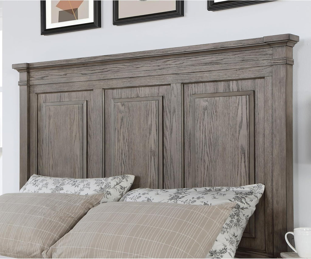 Furniture of America Xephyr Solid Wood 5-Piece Bedroom Set, Queen-Size Bed with Footboard Drawers, Felt-Lined Top & Ball-Bearing Glides, USB Port on Nightstand, Box Spring Required, Warm Gray