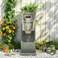 Sunlinua 35H Modern Outdoor Water Fountain with 3-Tiers Cascading Waterfall Feature for Indoor or Outdoor Cascading Waterfall for Relaxing Garden Patio Backyard Deck Porch or Home Décor