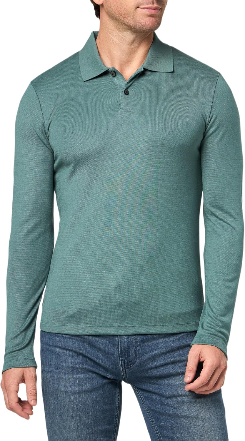 Theory Men's Goris Polo Long Sleeve in Anemone Milano