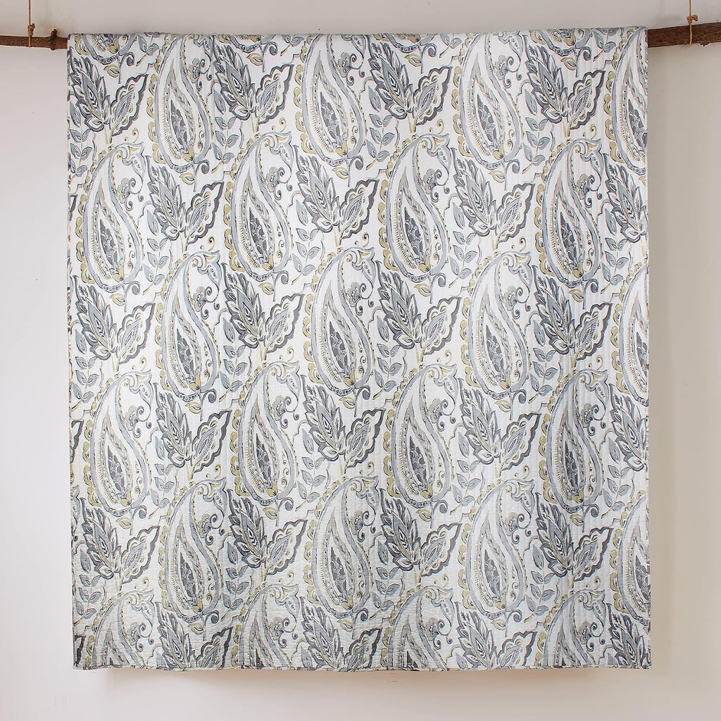 Levtex Home - Tamsin Grey Quilt Set -Twin Quilt + One Standard Pillow Sham - Modern Paisley - Grey Taupe Off-White - Quilt Size (68x86in.) and Pillow Sham Size (26x20in.) - Reversible - Cotton