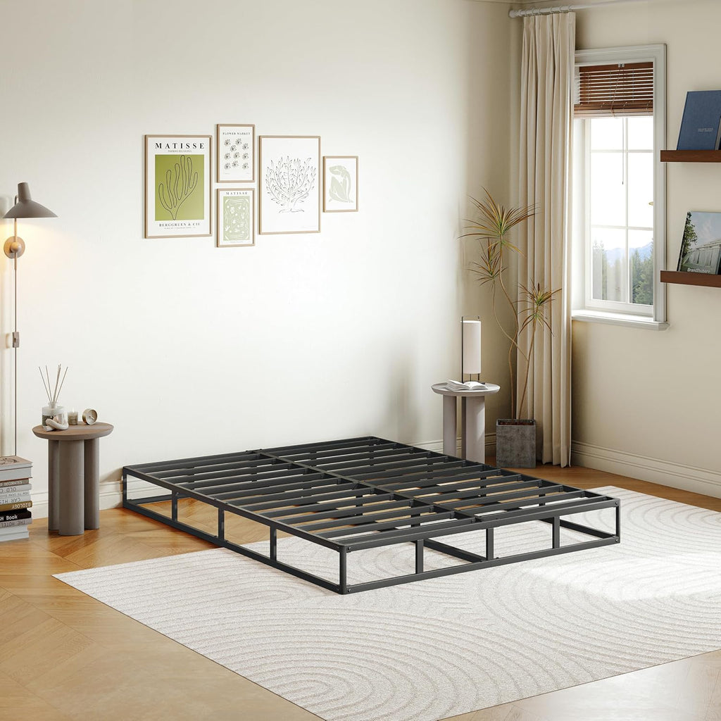 6-inch Metal Iron Mattress Foundation,Spring Box,Noise-Reducing Anti-Slip Design,Removable Fabric Cover,Tool-Free Assembly (Queen (U.S. Standard))