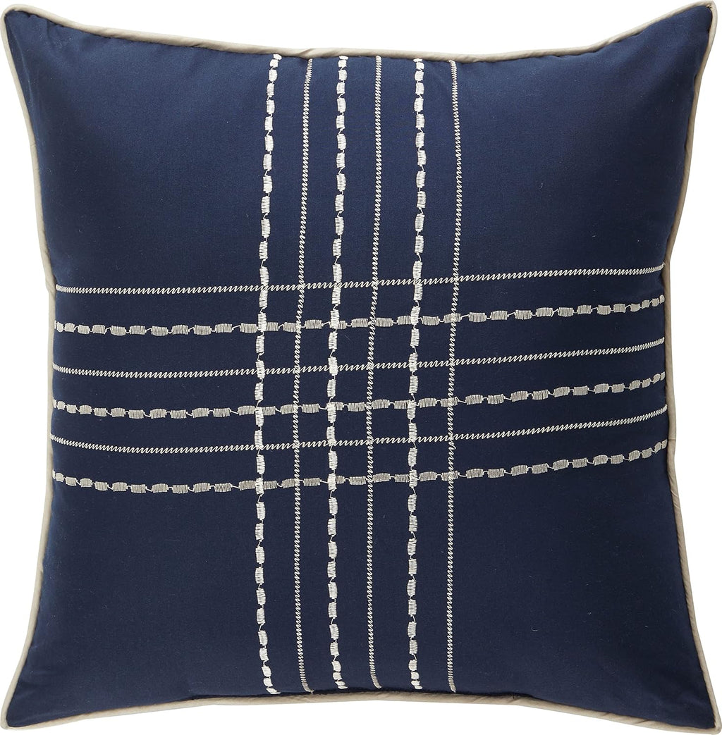 Startford Park Navy Striped California King Comforter Set, 7 Piece, Jacquard & Clip Geometric All Season Premium Bedding Set