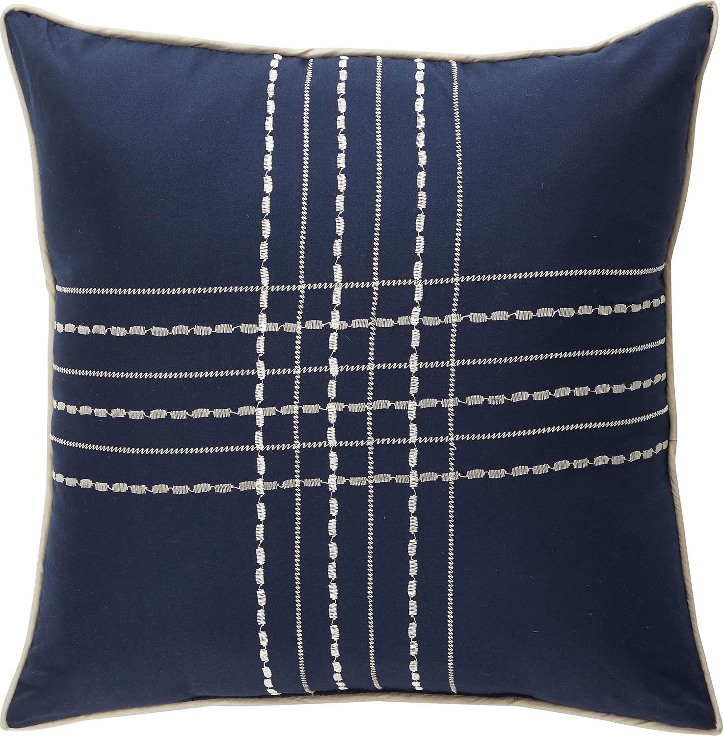 Startford Park Navy Striped California King Comforter Set, 7 Piece, Jacquard & Clip Geometric All Season Premium Bedding Set