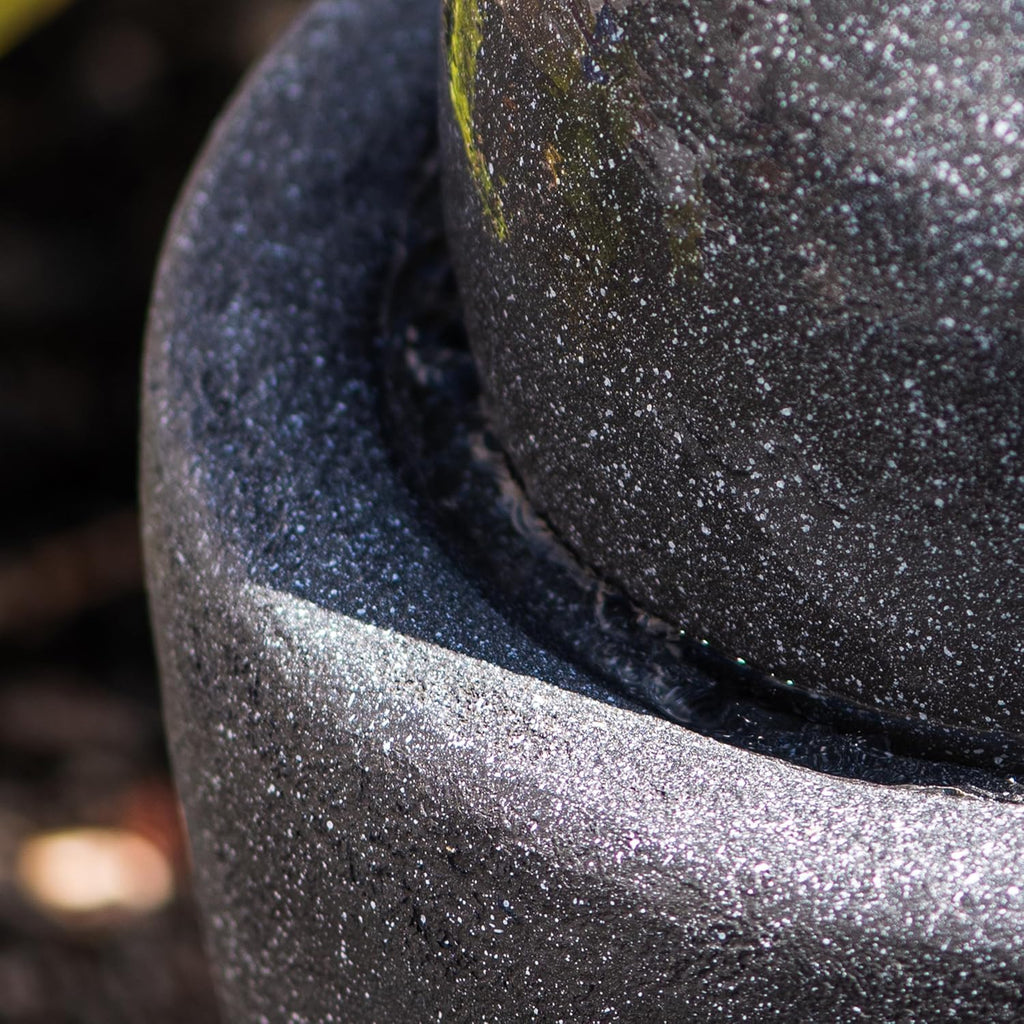 XBrand 26' Modern Sphere Water Fountain with LED Light – Indoor Outdoor Stone Texture Floor Fountain, Zen Bubbling Ball Water Feature for Garden Patio Porch - Gray