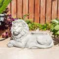 Glitzhome Outdoor Fountain with Lights & Pump, 20' L Zen-Style Lying Lion Polyresin Water Fountain Outdoor, Floor Standing Water Feature for Garden Yard Patio Porch Decor
