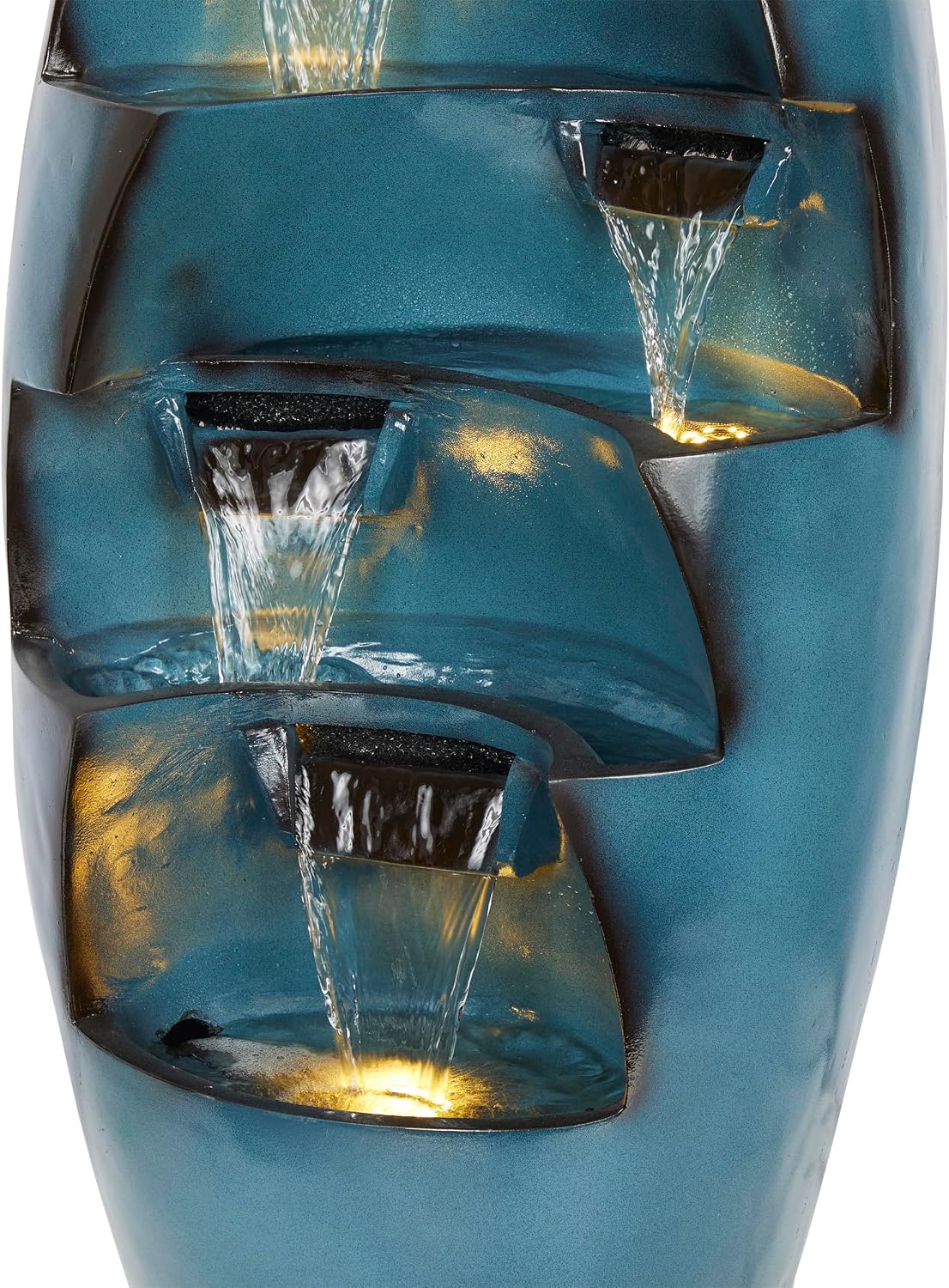 Alpine Corporation 39' Tall 5-Tier Cascading Waterfall Fountain with LED Lights, Outdoor Water Feature for Garden, Patio, Yard, and Deck, Blue