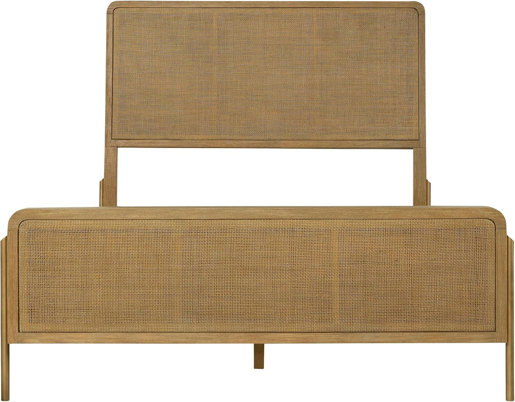 Coaster Home Furnishings Arini Coastal 4-Piece Bedroom Set Natural Cane Eastern King Size Panel Bed Frame 56-inch Headboard Sand Wash and Natural Cane 224300KE-S4