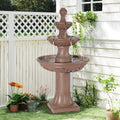 Italian Outdoor Water Fountains Garden Decor - 48.4''H Fountains and Waterfalls Outside, Large Cascading Indoor Floor-Standing Resin Bubbler Fountain Features W/Pump for Patio, Yard (Brown)