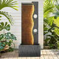 39.4' Modern Zen Faux Slate Water Fountain for Indoors or Outdoors with LED Lights, Cascading Waterfall, Tranquil Water Feature for Patio, Garden, Deck or Porch