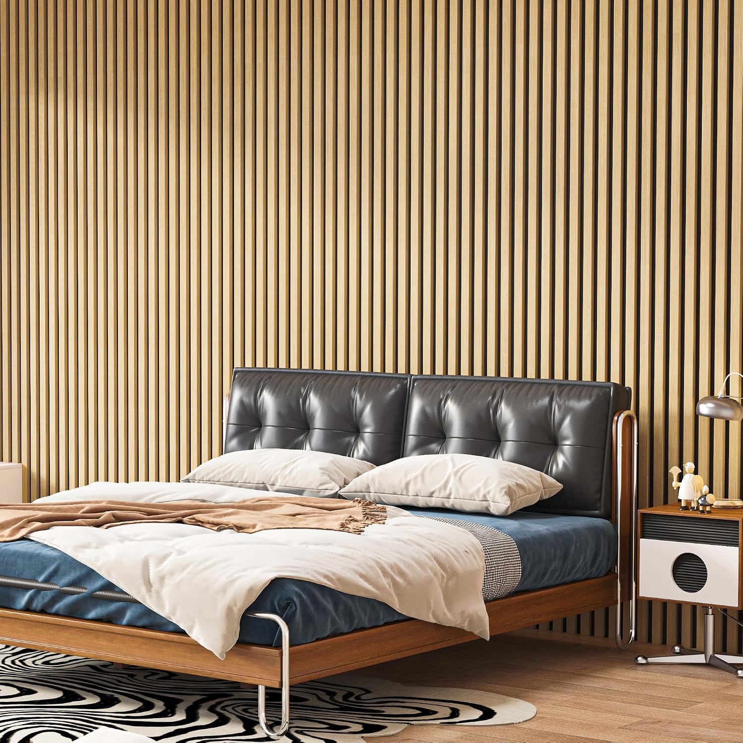 Art3d 2 Pack 94.5 x 24 inch Wood Slat Acoustic Panels for Wall & Ceiling - 31 sq.ft 3D Fluted Sound Absorbing Panel with Wood Finish, Oak