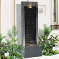 49.6' H Water Fountains Outdoor Garden Decor - Water Fountains and Waterfalls Outside, Large Indoor Floor Standing Resin Fountain Features W/Pump LED Light Cobbles for Patio, Home Art Decor