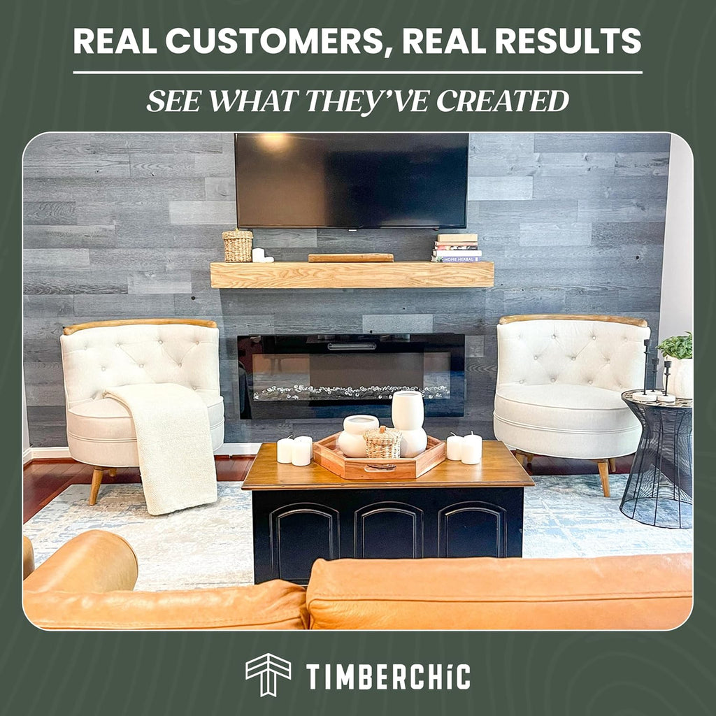 TIMBERCHiC 100% Reclaimed Wood Wall Planks - Made in USA - Peel-and-Stick Panels for Interior Decor - DIY Accent Wall Panels, Fog Lake (3' x 10 Sq Ft)
