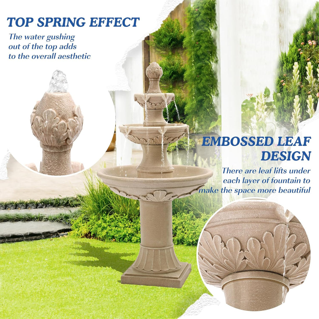 Italian Outdoor Water Fountains Garden Decor - 48.4''H Fountains and Waterfalls Outside, Large Cascading Indoor Floor-Standing Resin Bubbler Fountain Features W/Pump for Patio, Yard and Home
