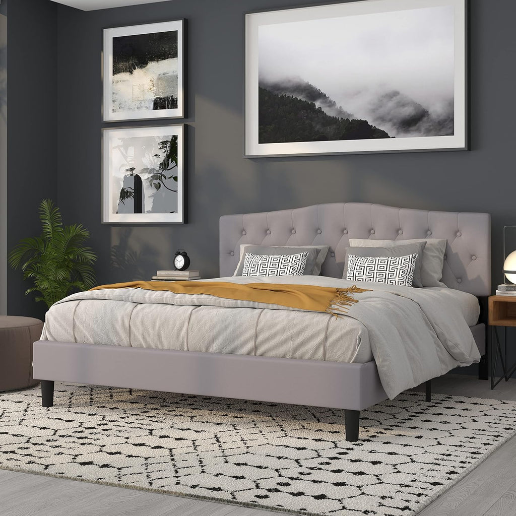 Flash Furniture Cambridge Tufted Upholstered King Size Headboard in Light Gray Fabric