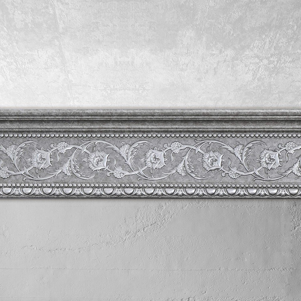 6-Piece Crown Molding Crown Decor Set, Molding Trim for Walls, 92 Inches, Grey and Silver