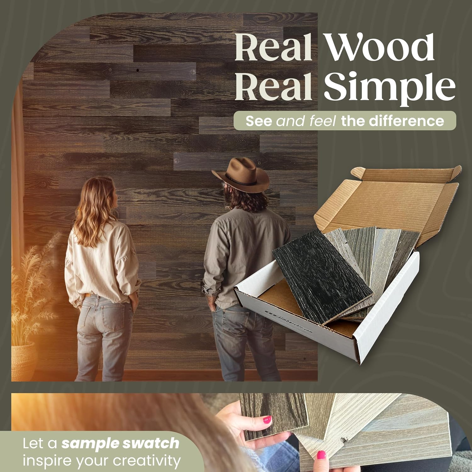 TIMBERCHiC Barnwood Textured Wall Planks - Made in USA, Peel-and-Stick Panels for Interior Decor, DIY Accent Wall Panels, Blackened (4' x 10 Sq Ft)