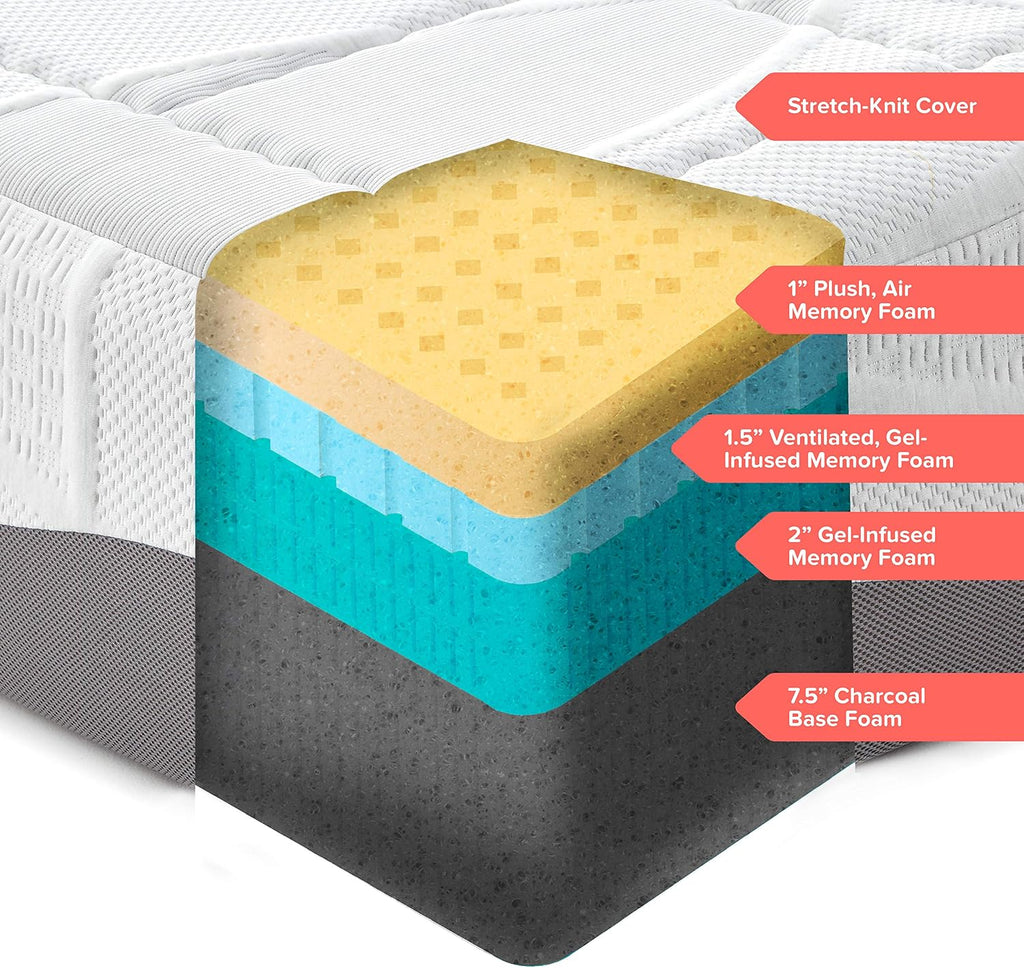 Perfect Cloud Made in The USA Elegance Plush Gel-Infused 12-inch Memory Foam Mattress - Pressure Relieving - Bed-in-a-Box (California King)